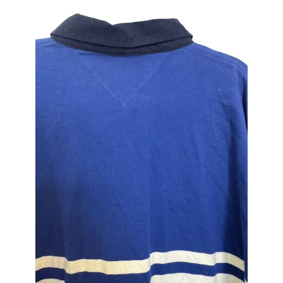 Vintage Tommy Hilfiger Rugby Long Sleeve Shirt Mens XL Blue White Striped Logo C - Picture 4 of 7